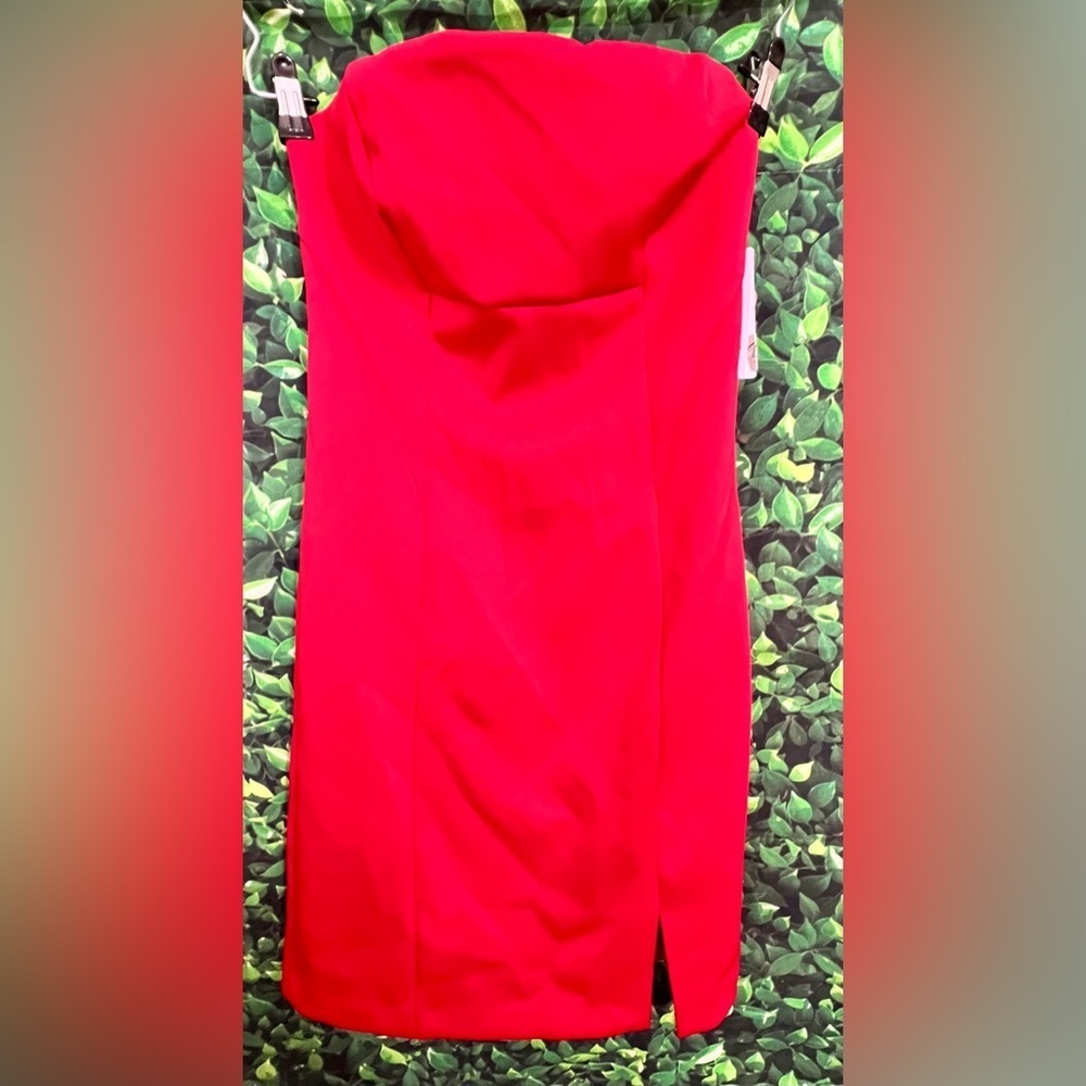 NEW GUESS Womens Anya Strapless Front Slit Bodycon Dress - Red Cherry Size 4
